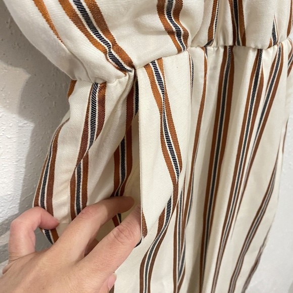 Maje Pieni Rayure Stripe Jumpsuit Surplice V-Neck Straight Leg Womens 34 / XS - Picture 5 of 15